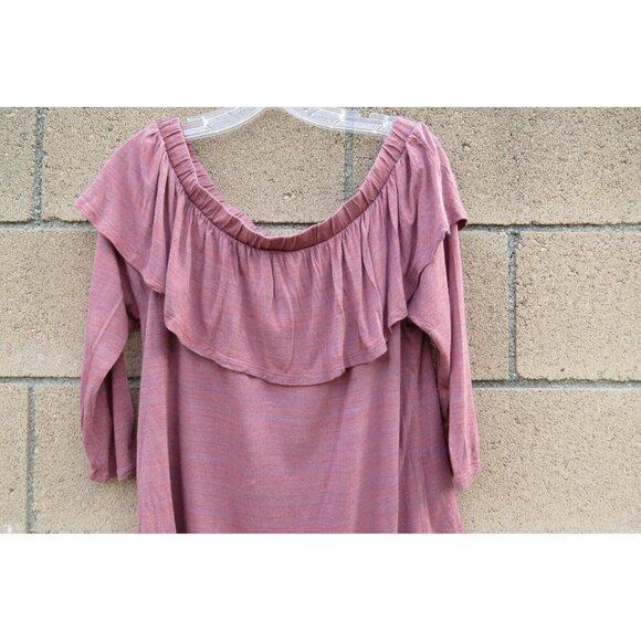 Blouse Anthropologie Dolan Left Coast Collection Off Shoulder Ruffle Top L Rayon - Picture 8 of 10